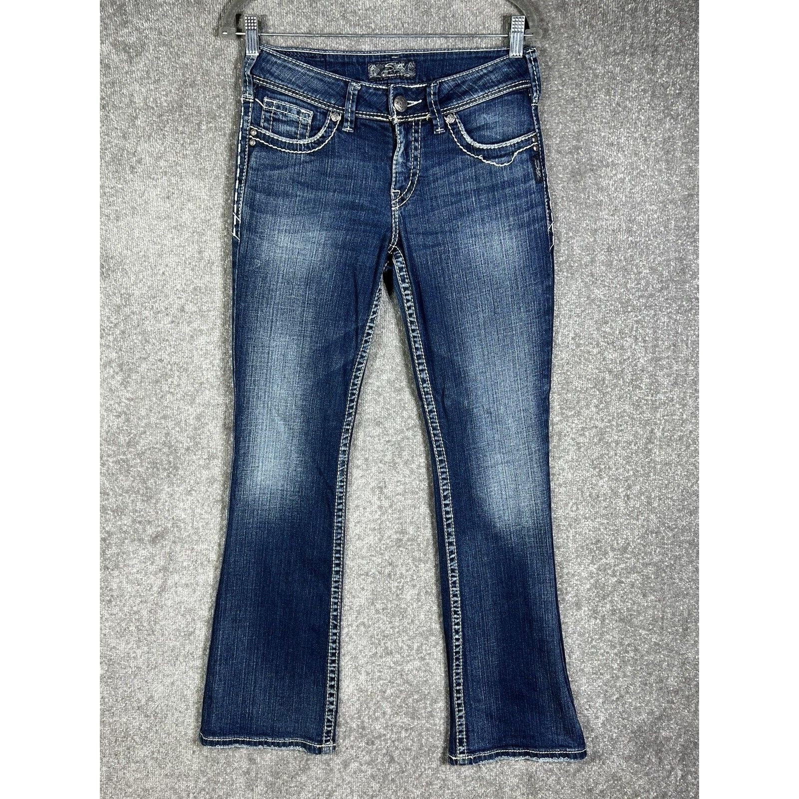 Silver Suki Bootcut Jeans Womens Size 28x32 Blue Dark Wash Denim Stretch Pockets